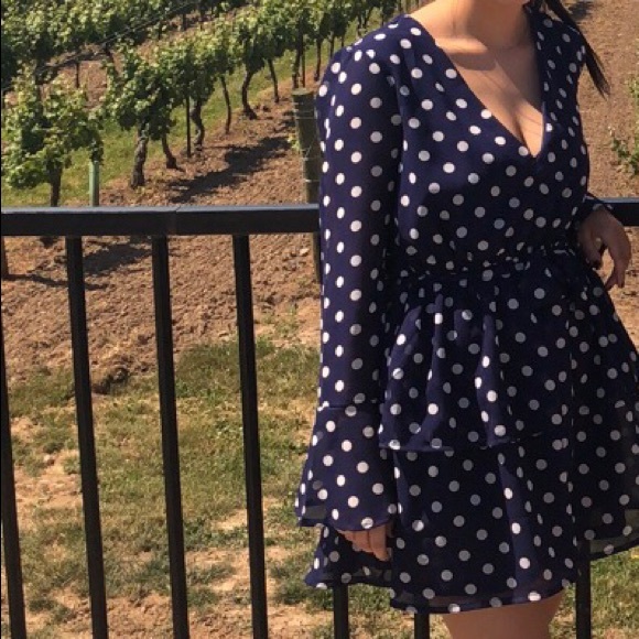 Lasula Boutique polka dot navy dress - Picture 2 of 3